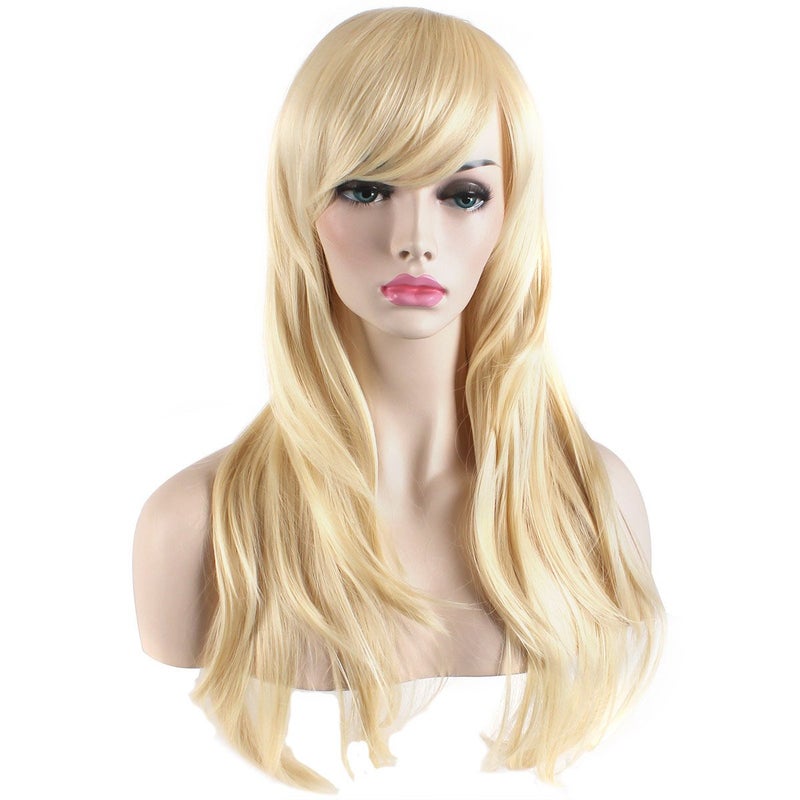 Akstore 28 inch Fashion Wigs Long Wavy Curly Hair Cosplay Wig (Golden) - Image 3